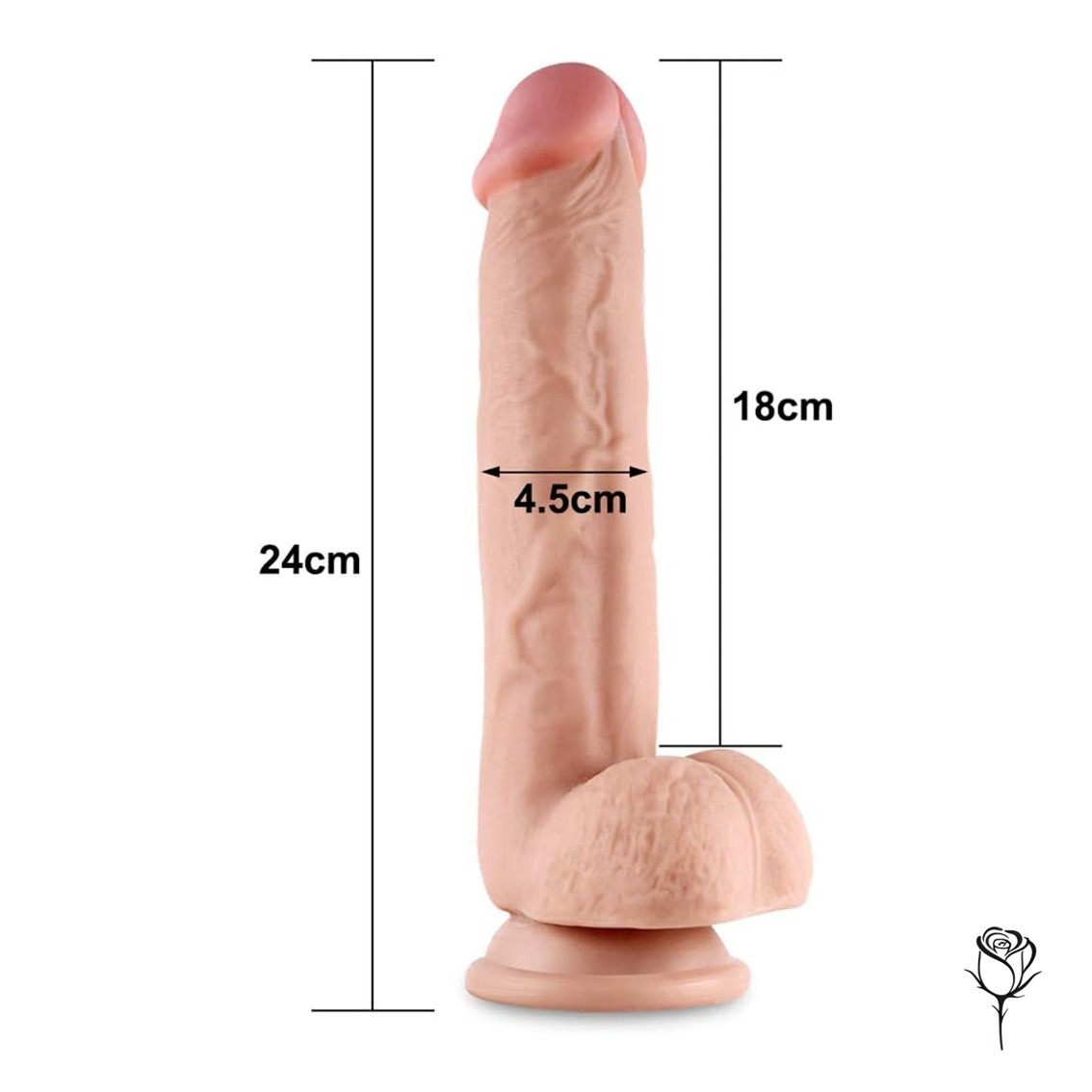 Dildo Sliding Skin Dual Layer Dong 9.5" - Imagen 2