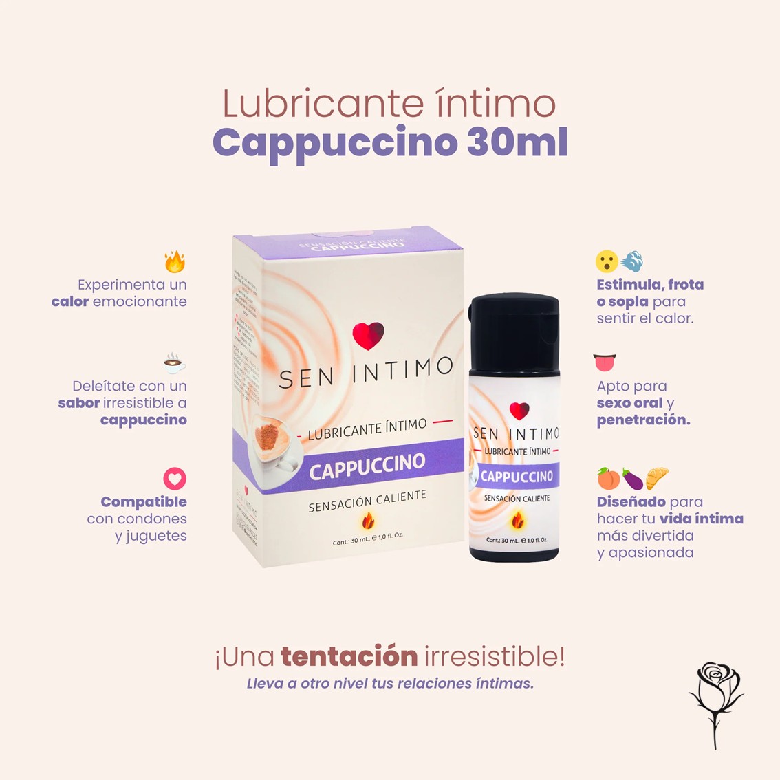 Lubricante Íntimo Cappuccino Sensación Caliente x 30ml - Sen Íntimo - Imagen 2